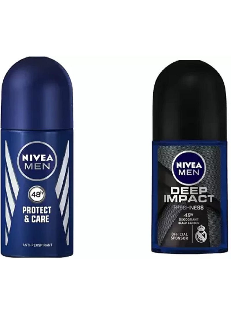 NIVEA MEN PROTECT CARE & DEEP IMPACT Deodorant Roll-on - For Men (50 ml, Pack of 2) - Image 1